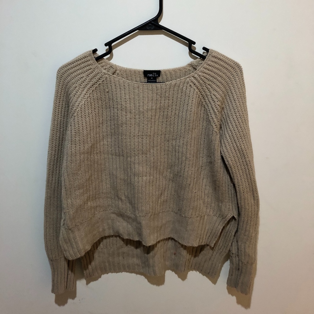 High to Low Tan Sweater
